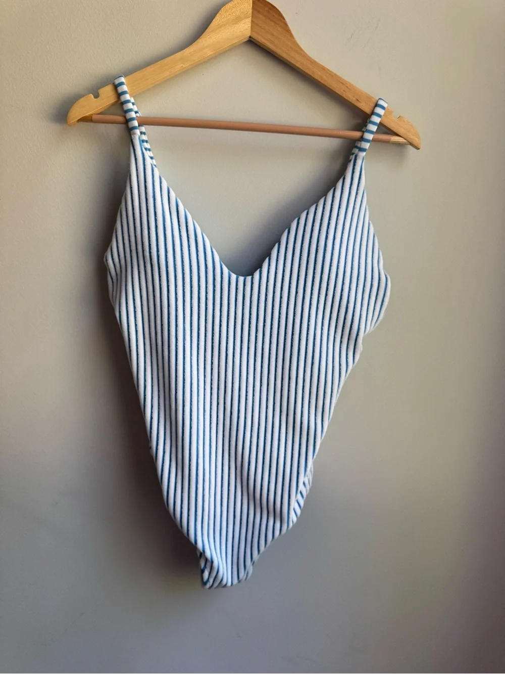 aerie Blue and White Striped One-Piece Swimsuit